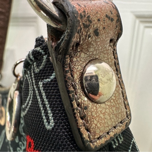 Coach Poppy Vintage Y2K Graffiti Glam Small Mini Shoulder Bag Black Canvas - Picture 7 of 14